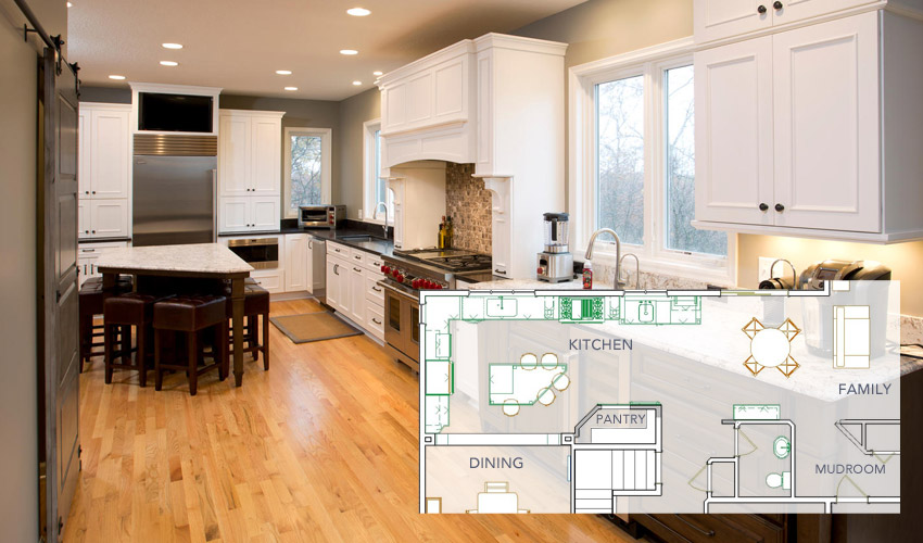 Updated kitchen with blueprint 