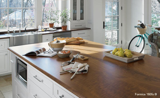 laminate island counter top in kitchen